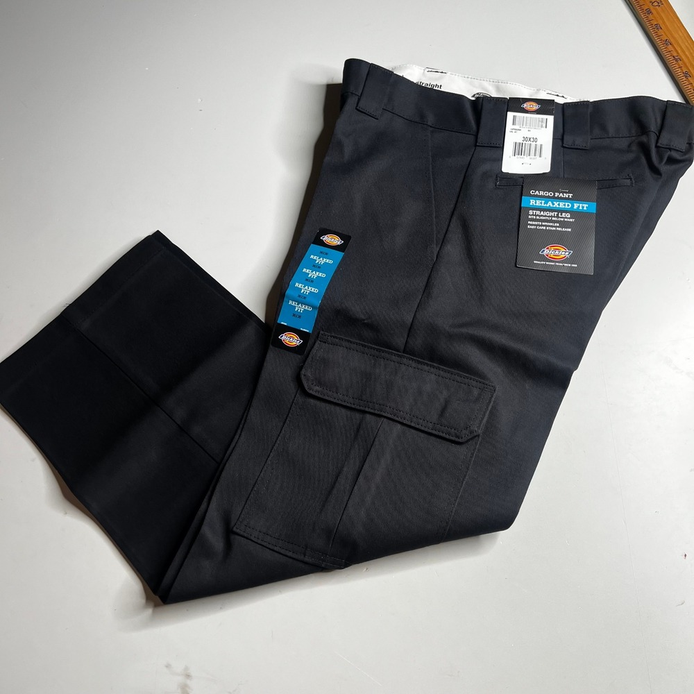 Dickies Relaxed Fit Straight Leg Cargo Pants Black 30x30 WP592BK Utility Pants